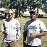 Jaroslav Kopa (master luthier and concrete design - left),  and Jovarie Downing (WIBW cameraman and frequent guitarist at local jams)