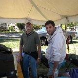 Vernon White (left) and an unidentified helper took care of sound