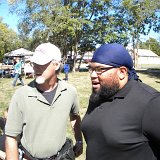 Jordan Hymon (right) of The Orphans of Smooth Jazz visits with Vernon White to provide sound requirements.